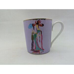 Vtg. Christian Lacroix Continents America purple on white mug READ